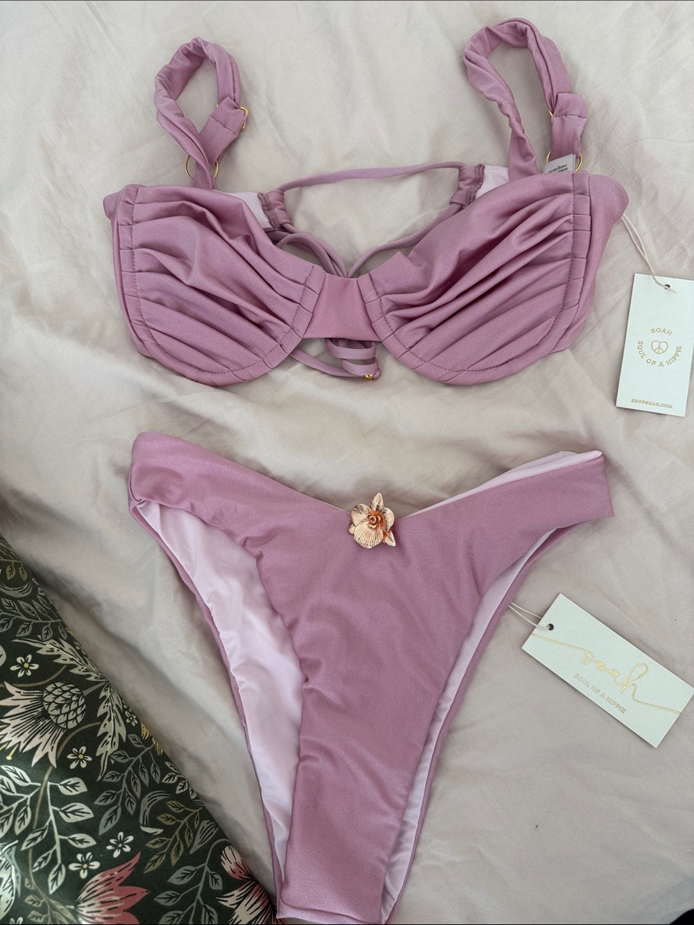 Women’s Ruched Bikini Set in Dusty Rose - Brand: